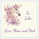 Sticker Carré Customizable Pretty Ponies and Petals Horse (Devant)