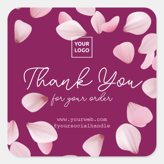 Sticker Carré Customizable Sakura Business Thank You  (Devant)