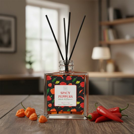 Sticker Carré Customizable Spicy Peppers Reed Diffuser Label