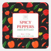 Sticker Carré Customizable Spicy Peppers Reed Diffuser Label (Devant)