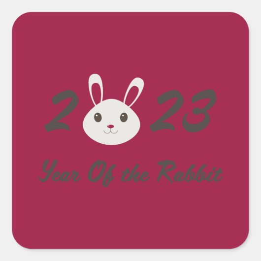 Sticker Carré Cute 2023 Année du lapin (Devant)