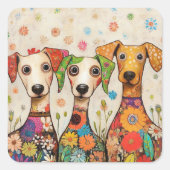 Sticker Carré Cute and Colorful Dog Design (Devant)