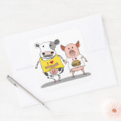 Sticker Carré Cute and Funny Cow and Pig Friends (Enveloppe)