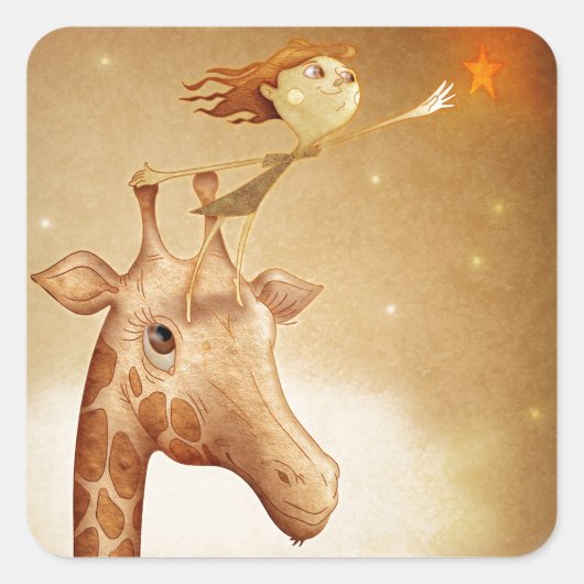 Sticker Carré Cute and imaginative illustration (Devant)