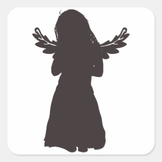 Sticker Carré Cute Angel Silhouette (choisissez une couleur arri