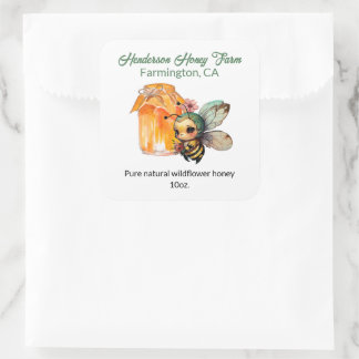 Sticker Carré Cute Anime Bee Honey Jar