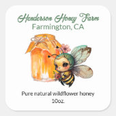 Sticker Carré Cute Anime Bee Honey Jar (Devant)