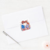 Sticker Carré Cute Anime Couple Cuddin (Enveloppe)