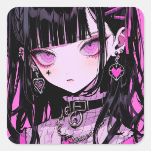 Sticker Carré Cute Anime Goth Girl