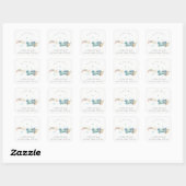 Sticker Carré Cute Aqua Green Blue Plane Cloud Heart Adresse (Feuille)