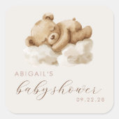Sticker Carré Cute Aquarelle Baby shower Ours Teddy (Devant)