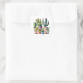 Sticker Carré Cute aquarelle cactus succulents dans les pots (Sac)