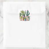 Sticker Carré Cute aquarelle cactus succulents dans les pots (Sac)