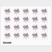 Sticker Carré Cute Aquarelle Kitten (Feuille)