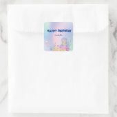 Sticker Carré Cute Aquarelle pastel sirène arc-en-ciel Anniversa (Sac)