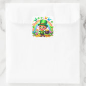 Sticker Carré Cute arc-en-ciel Leprechaun avec or (Sac)