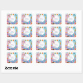 Sticker Carré Cute arc-en-ciel mermaid poisson hippocampe Annive (Feuille)
