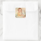 Sticker Carré Cute Baby Having a Bath (Sac)