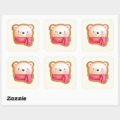 Sticker Carré Cute Bear Face (Feuille)