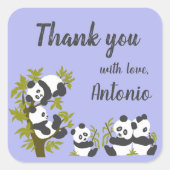 Sticker Carré Cute Bear Pandas Party Boy Anniversaire Cadeau Mer (Devant)