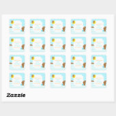 Sticker Carré Cute Bears Boy with Star Baby shower Boite (Feuille)