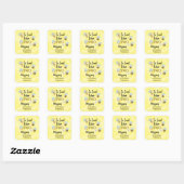 Sticker Carré Cute Bee Two Yellow Black Second Birthday Party (Feuille)
