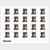 Sticker Carré Cute Black Cat with Coffee (Feuille)