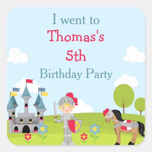 Sticker Carré Cute Blonde Knight 'Je suis allé à' (Devant)