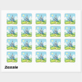 Sticker Carré Cute blue and white castle (Feuille)