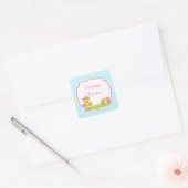 Sticker Carré Cute Blue Chevrons Easter Chick Easter Egg Hunt (Enveloppe)