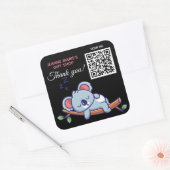 Sticker Carré Cute Blue Koala Oear Merci QR Code (Enveloppe)