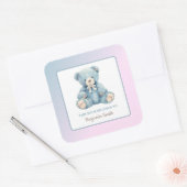 Sticker Carré Cute Blue Teddy Nom de l'ours Plaque d'enregistrem (Enveloppe)