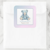 Sticker Carré Cute Blue Teddy Nom de l'ours Plaque d'enregistrem (Sac)