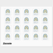 Sticker Carré Cute Boho Aquarelle Baby shower arc-en-ciel | Bleu (Feuille)
