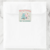 Sticker Carré Cute Boho Christmas Unicorne sur Sage (Sac)