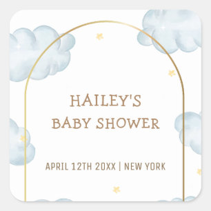 Sticker Carré Cute Boho Star Cloud Arch Baby shower garçon