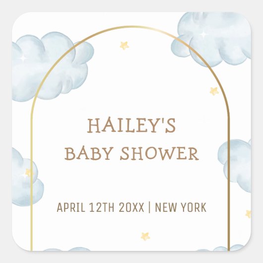 Sticker Carré Cute Boho Star Cloud Arch Baby shower garçon (Devant)