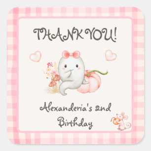 Sticker Carré Cute Boo Ghost rose Anniversaire Fille