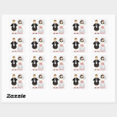 Sticker Carré Cute Bride et Groom Mariage écossais Thème (Feuille)