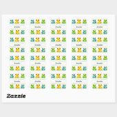 Sticker Carré Cute Bright Frogs dans un nom de ligne (Feuille)