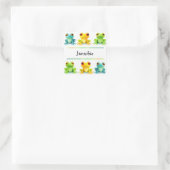 Sticker Carré Cute Bright Frogs dans un nom de ligne (Sac)