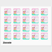 Sticker Carré Cute Brunette Fille Baking Anniversaire (Feuille)