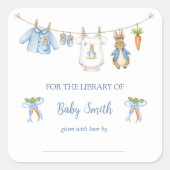 Sticker Carré Cute Bunny Boy Clothesline Book Plate (Devant)