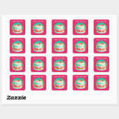 Sticker Carré Cute cake ajouter texte boulangerie pâtisseries ve (Feuille)
