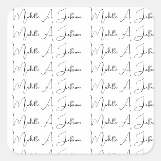 Sticker Carré Cute Calligraphy Créative tendance Nom personnalis (Devant)