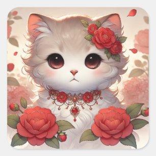 Sticker Carré Cute Camelia Princess Chat