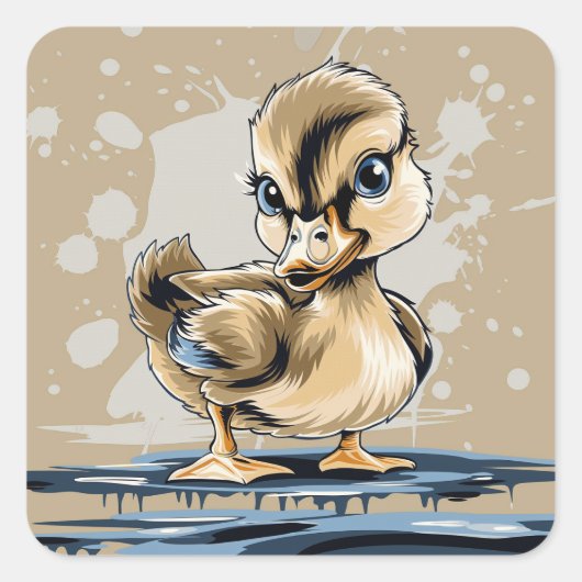 Sticker Carré Cute canard (Devant)