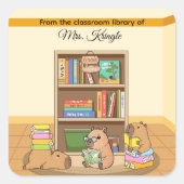 Sticker Carré Cute Capybara From The Library Of Teacher  (Devant)