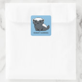 Sticker Carré Cute Cartoon Honey Badger Custom Name Blue (Sac)