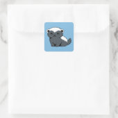 Sticker Carré Cute Cartoon Honey Badger on Blue (Sac)